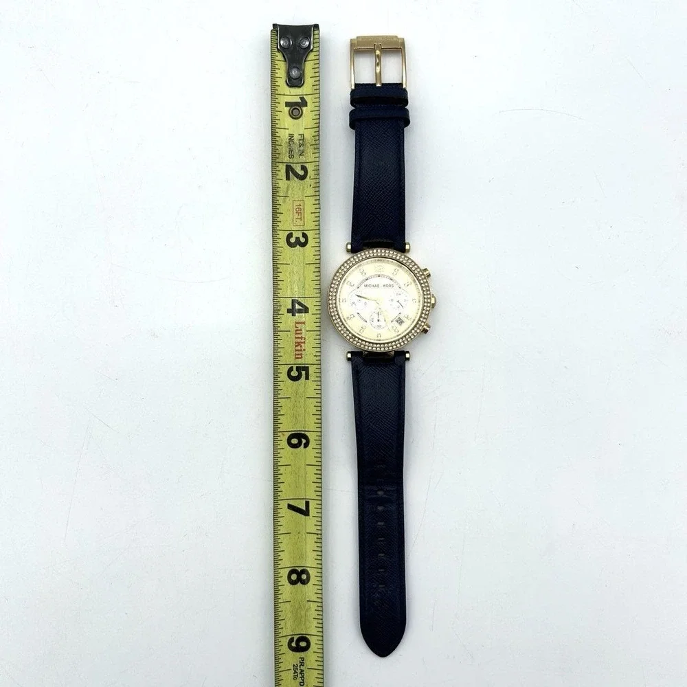 Michael Kors Women's Parker Chronograph Gold Blue Leather Watch MK-2280